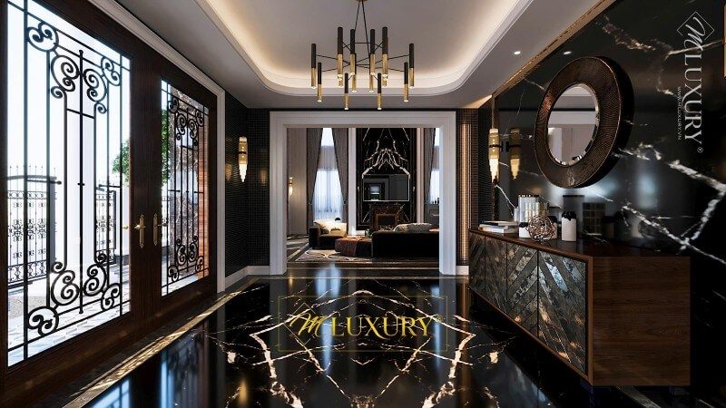 Trang trí nội thất sảnh biệt thứ với đá ốp sàn tự nhiên Đá tự nhiên